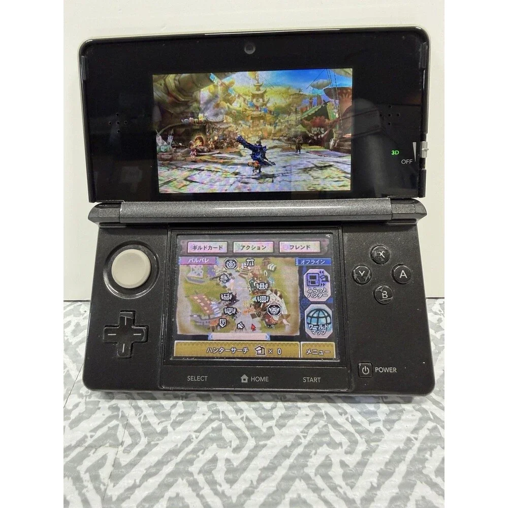 Nintendo 3DS Cosmo Black Console CTR-001 Japan Import Bundle - Monster Hunter 4